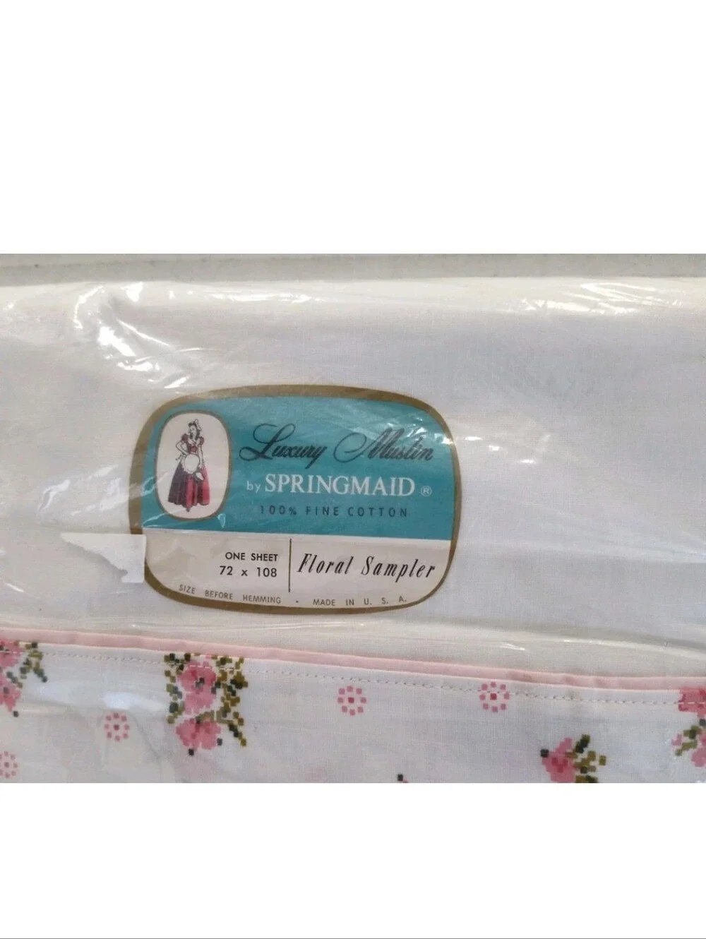 Springmaid Luxury Muslin Cotton Twin Flat Sheet Pink Floral 72